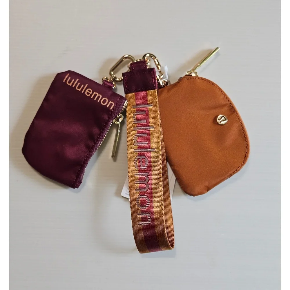 Lululemon Dual Pouch‎ Wristlet Burnt Orange Maroon New NWT Bag Keychain Wallet